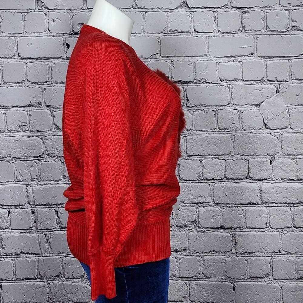 Night Fashion Vintage Red 80s Cocktail Sweater, Women's Large - Picture 6 of 13